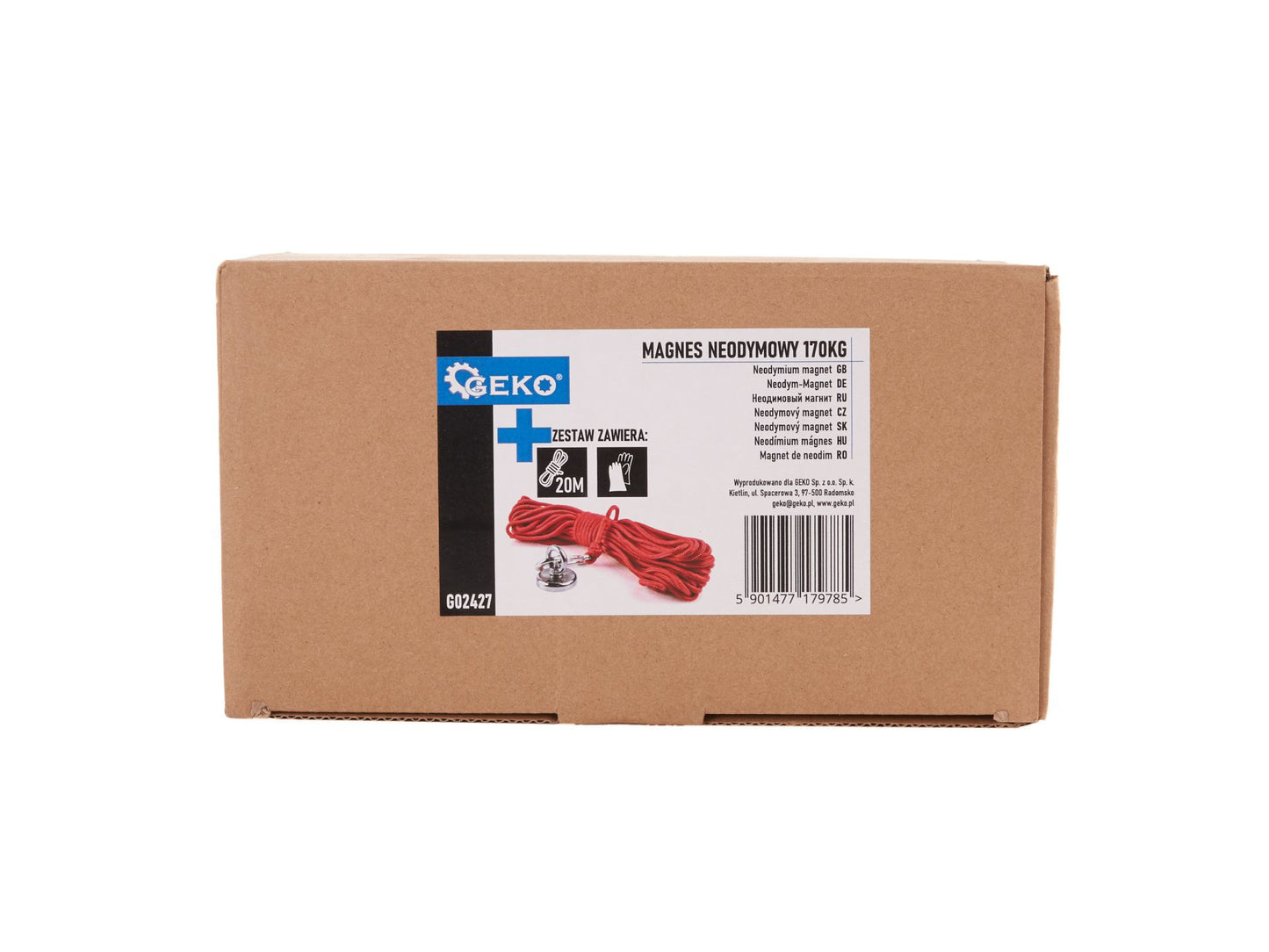 Set magnet neodim, franghie de 20 m, si manusi, Geko G02427