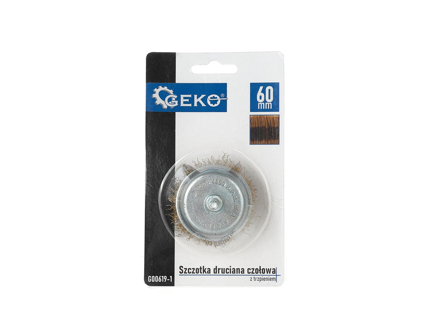 Perie cupa de sarma cu tija, 60 mm, Geko G00619-1