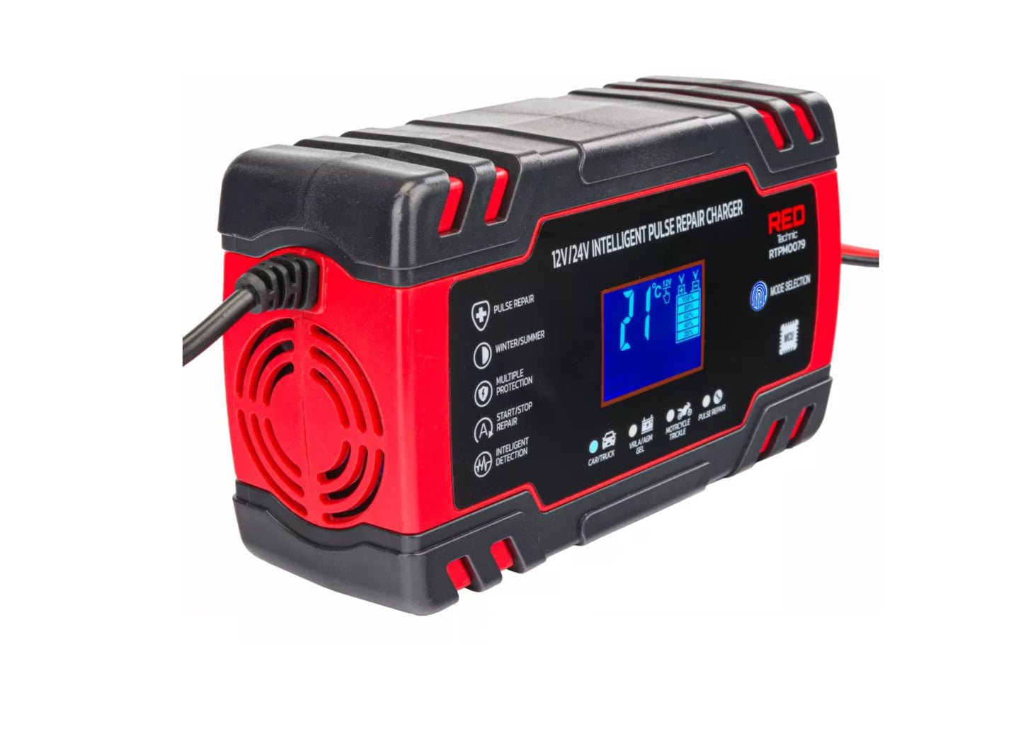 Redresor cu microprocesor, 12 V / 24 V, 8A, Red Technic RTPM0079