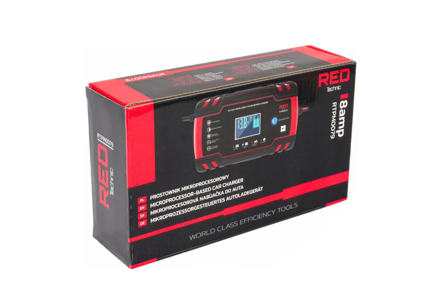 Redresor cu microprocesor, 12 V / 24 V, 8A, Red Technic RTPM0079