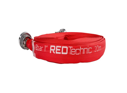 Furtun tip pompier cu conector rapid, 1", 20 m, 8 bar, Red Technic RTWS0065