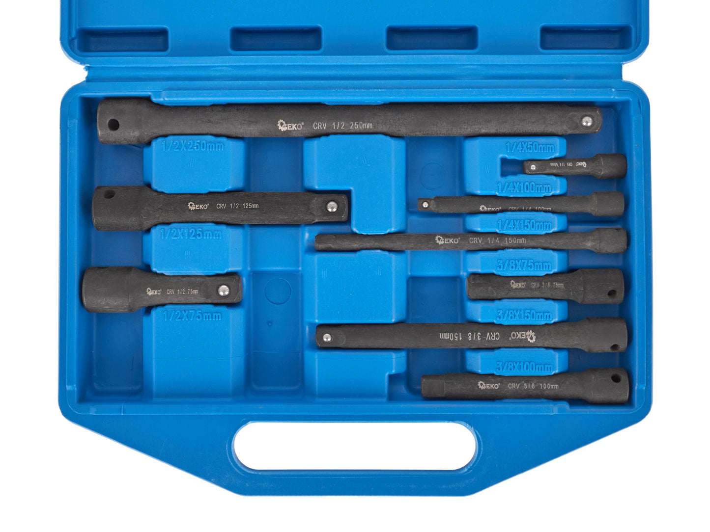 Set adaptori tubulare de impact, 1/4", 3/8", 1/2", Cr-V, 9 elemente, Geko G10531