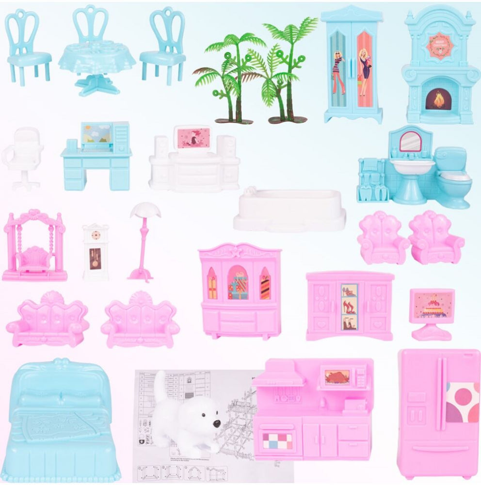 Casuta de papusi Vila Dollhouse cu terasa, MalPlay 109716