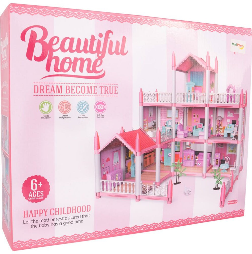 Casuta de papusi Vila Dollhouse cu terasa, MalPlay 109716