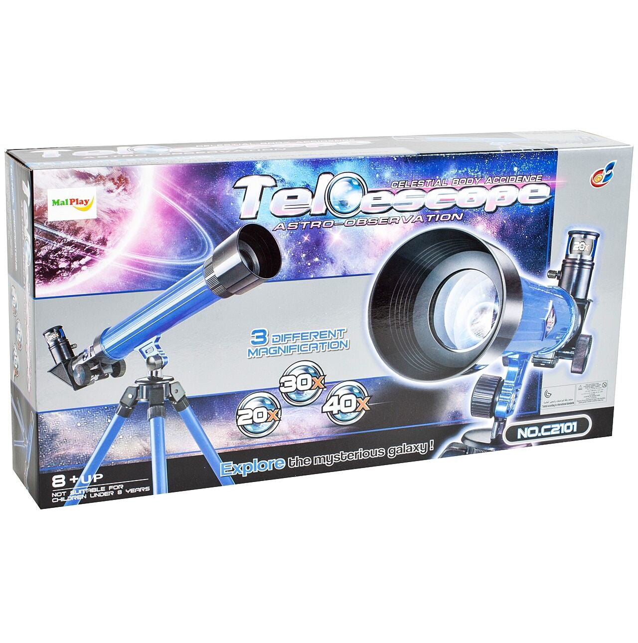 Telescop de jucarie cu stativ si 3 oculare pentru copii, MalPlay 104182
