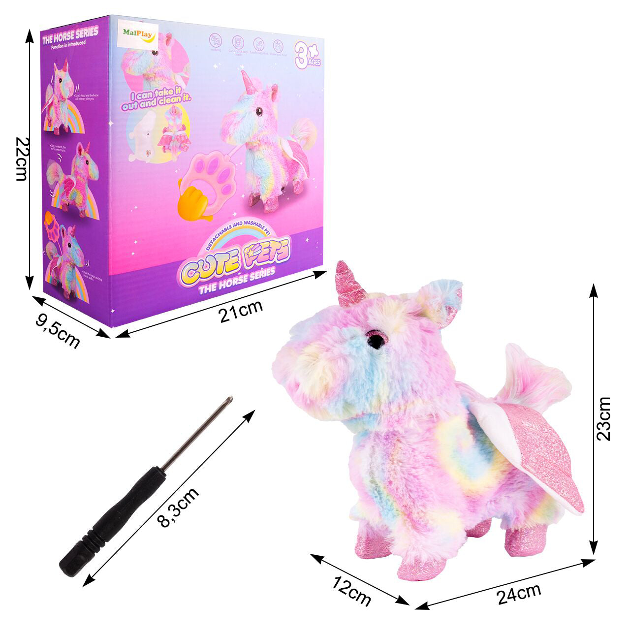 Unicorn interactiv cu lesa si accesorii, 9 piese, MalPlay 109833