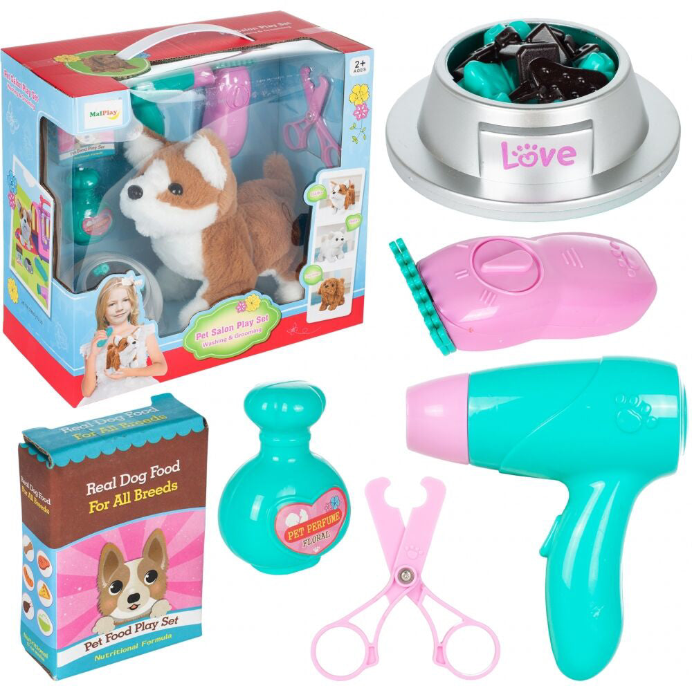 Catel interactiv cu accesorii pentru coafor, MalPlay 108612