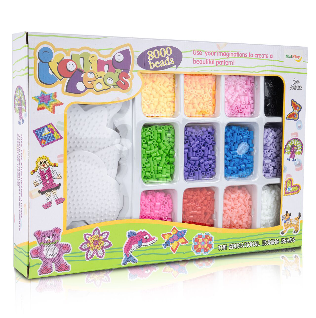 Set margele de calcat, 4 sabloane, 8000 elemente, MalPlay 110877