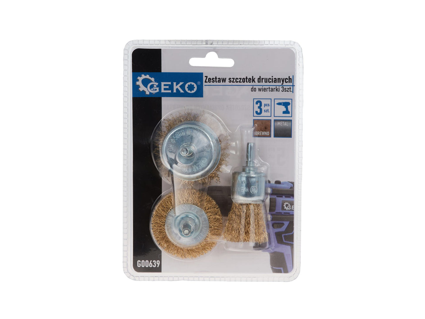 Set perii de sarma pentru bormasina, 3 elemente, Geko G00639