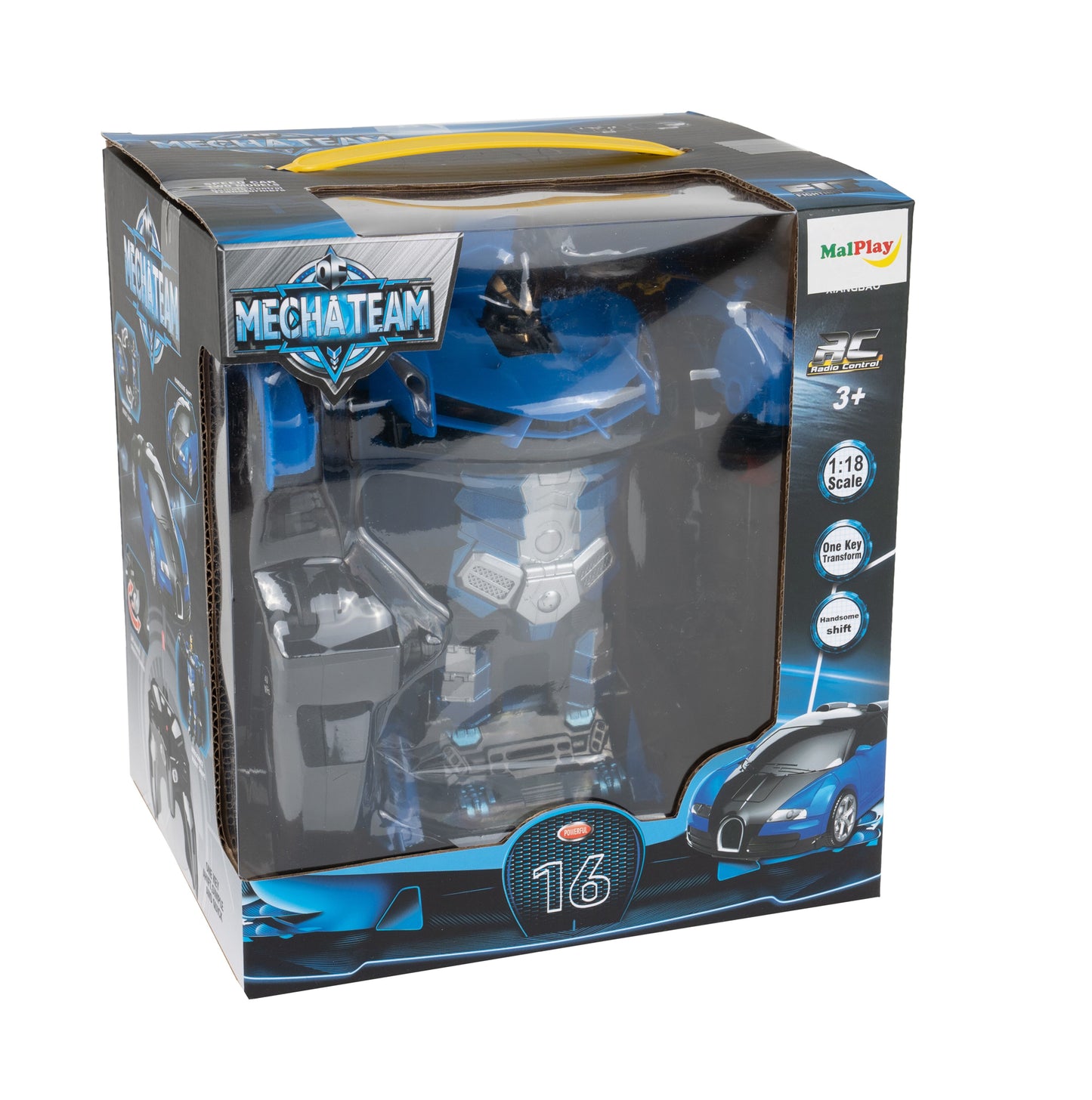 Masina robot cu telecomanda, dimensiuni robot 19 x 17 x 16 cm, dimensiuni masina 23 x 6 x 9.5 cm, MalPlay 109731