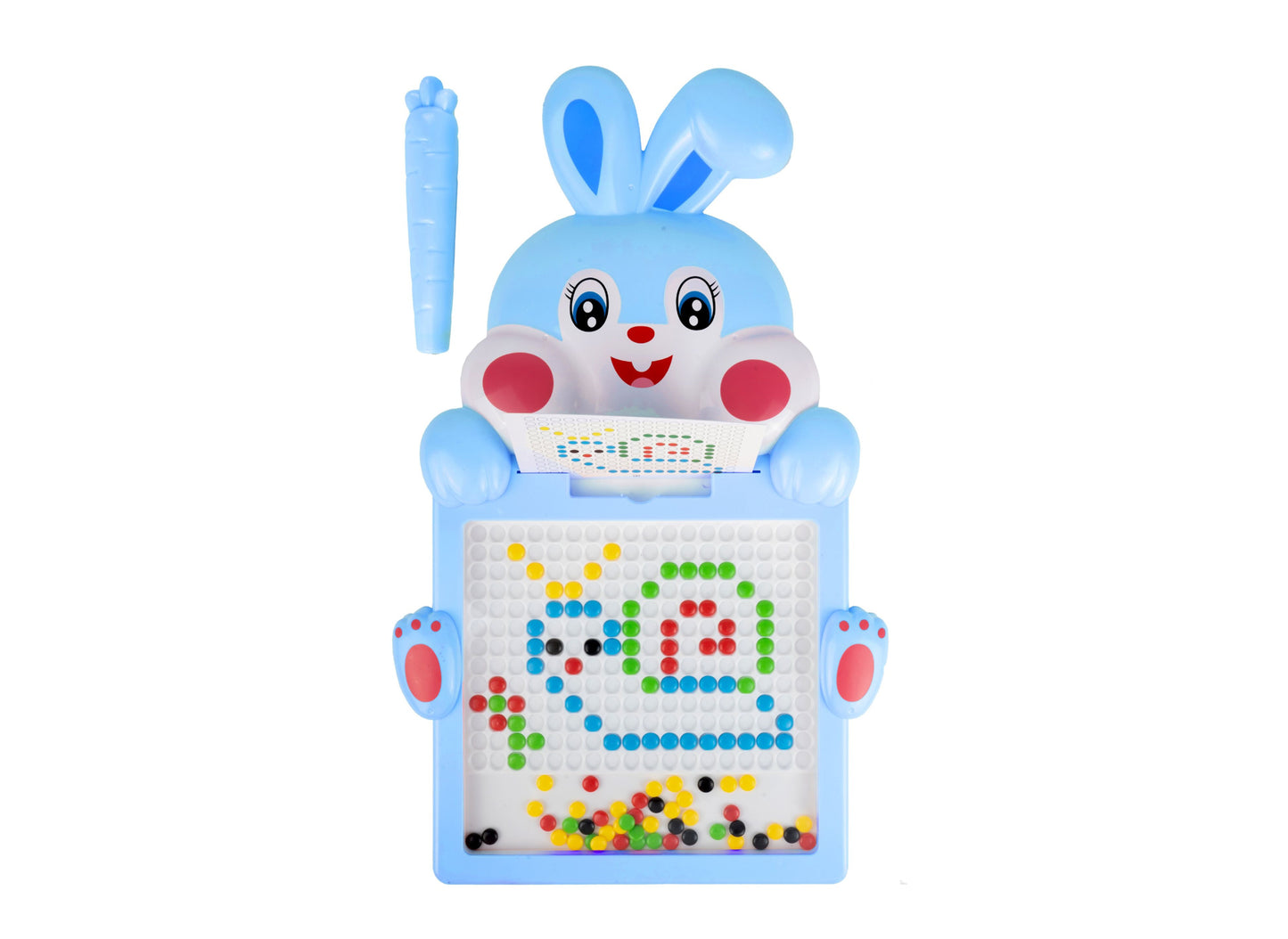 Tabla interactiva magnetica iepuras cu margele, 46.5 cm, albastru, MalPlay 111021