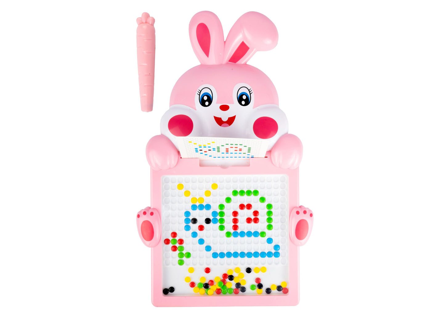Tabla interactiva magnetica iepuras cu margele, 46.5 cm, roz, MalPlay 111022