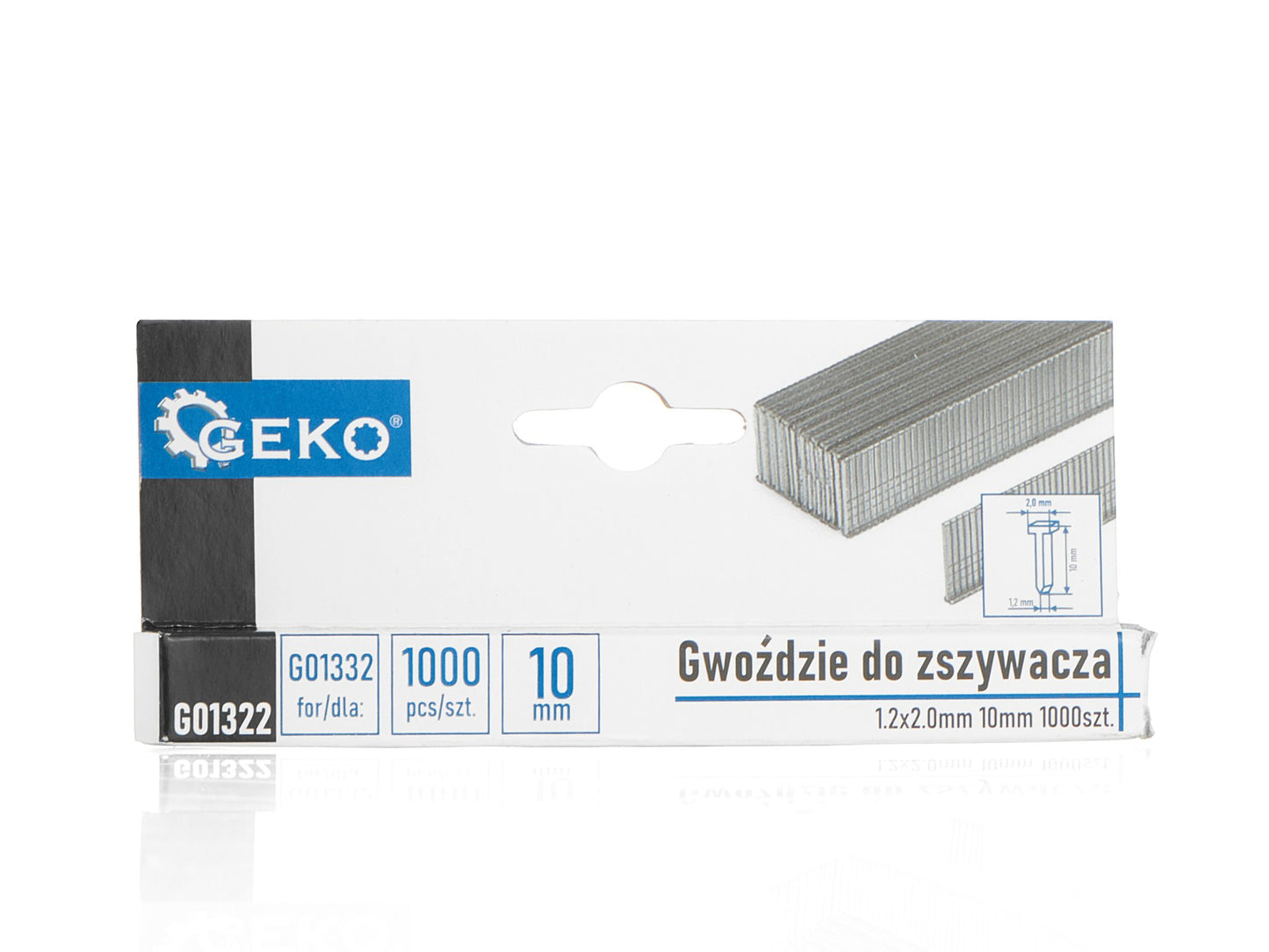 Set cuie pentru capsator, 1.2 x 2.0 mm 10 mm, 1000 elemente, Geko G01322