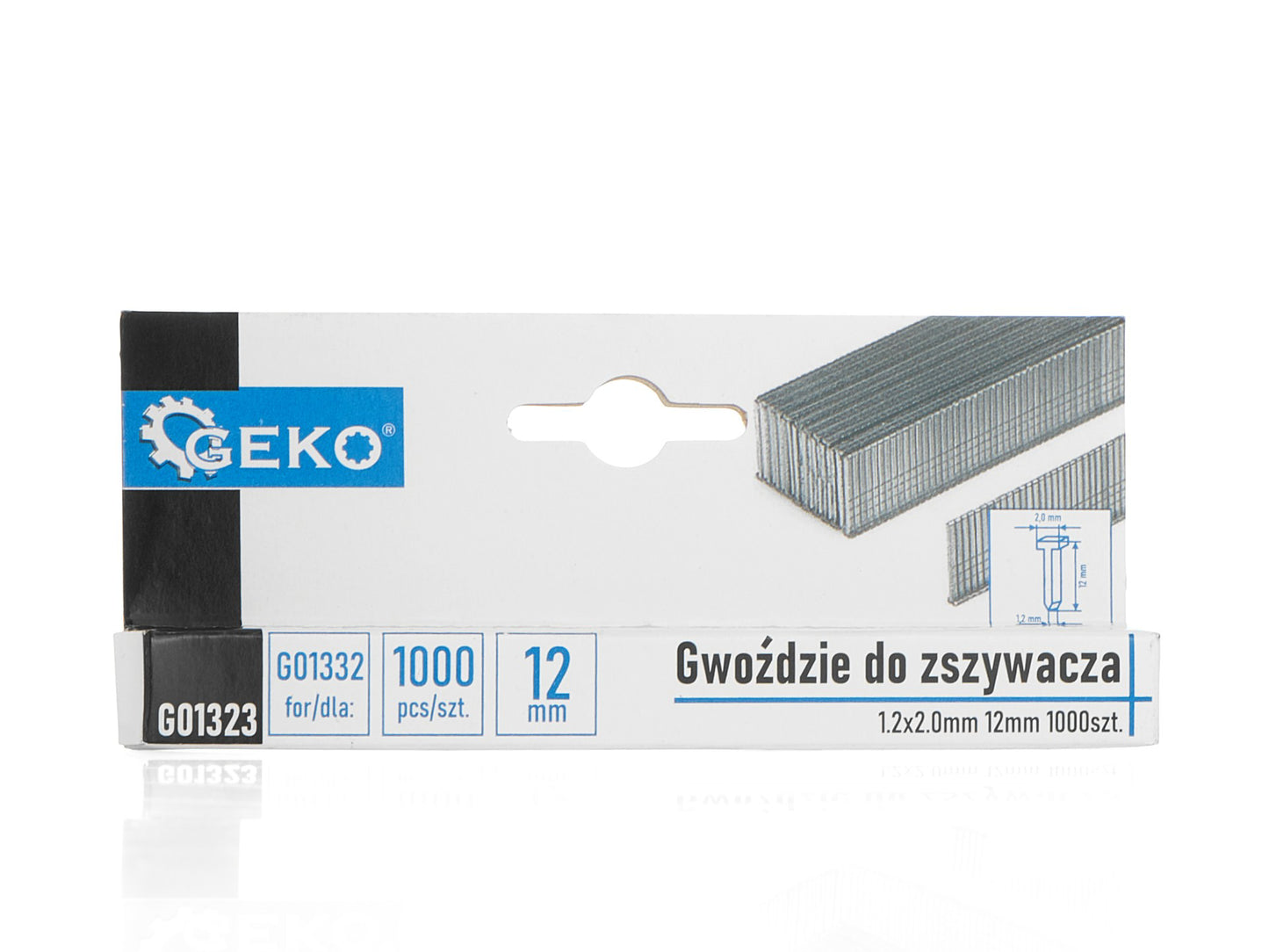 Set cuie pentru capsator, 1.2 x 2.0 mm 12 mm, 1000 elemente, Geko G01323