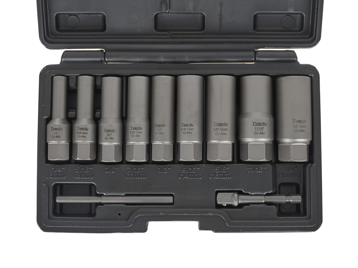 Set tubulare adanci pentru suruburi rupte, 6-19 mm, 11 elemente, Tvardy T00130