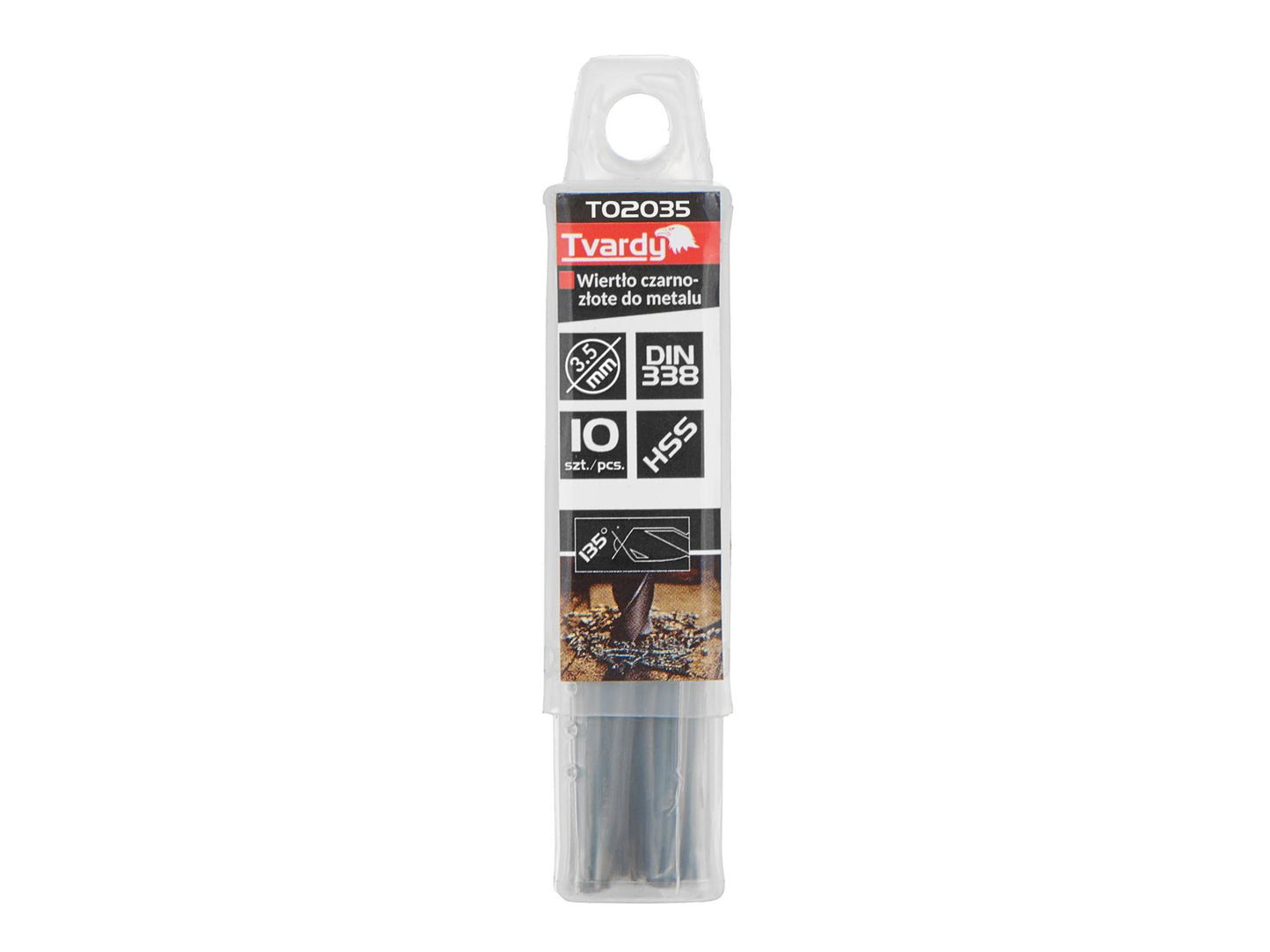 Set burghie HSS pentru metal, 3.50 mm, 10 elemente, Tvardy T02035