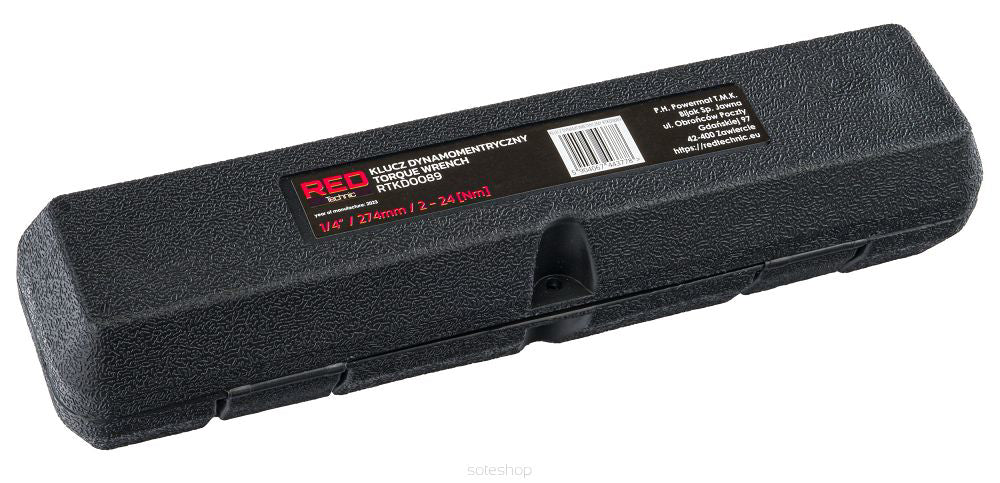Cheie dinamometrica, 1/4", 274 mm, 2 - 24 Nm, Red Technic RTKD0089