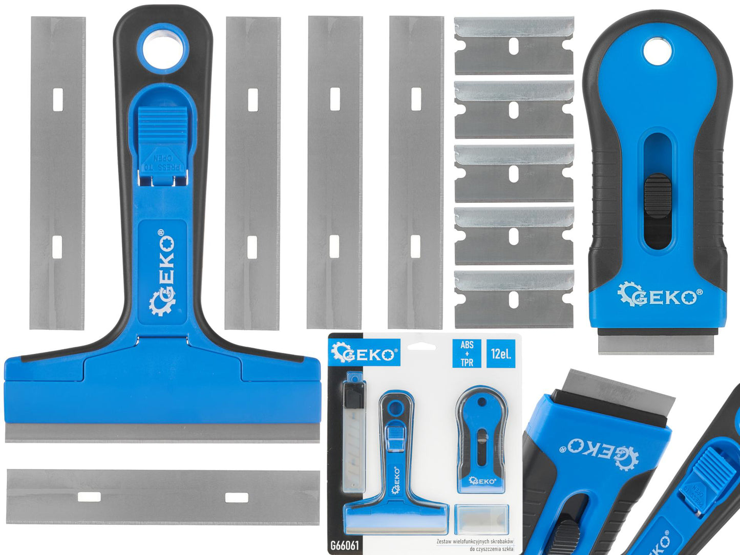 Set raclete multifunctionale pentru curatarea sticlei, 12 elemente, Geko G66061