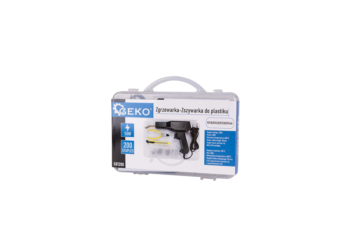 Kit pistol pentru lipit plastic, 50 W, Geko G81280