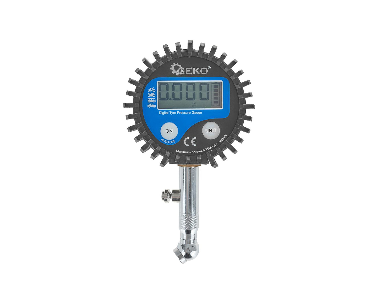 Manometru electronic cu afisaj digital pentru verificare presiune anvelope, Geko G01274