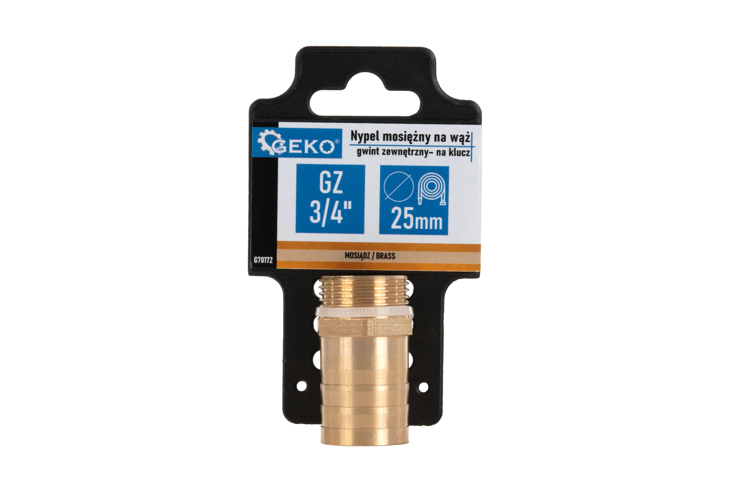 Niplu din alama pentru furtun de 25 mm, filet exterior 3 / 4", Geko G70172