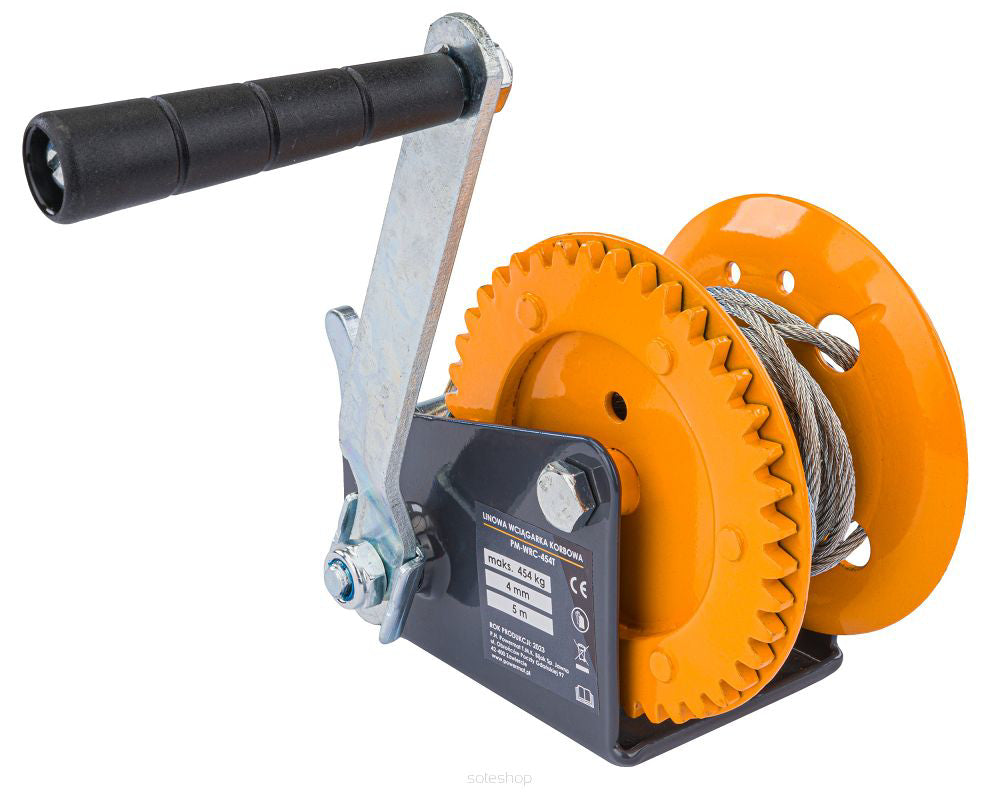 Troliu manual PM-WRC-454T, cablu 5 m, greutate maxima suportata 450 kg, Powermat PM1266