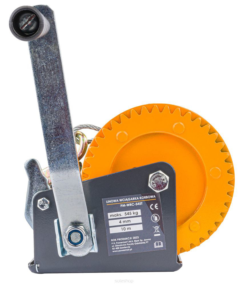 Troliu manual PM-WRC-545T, cablu 10 m, greutate maxima suportata 545 kg, Powermat PM1267