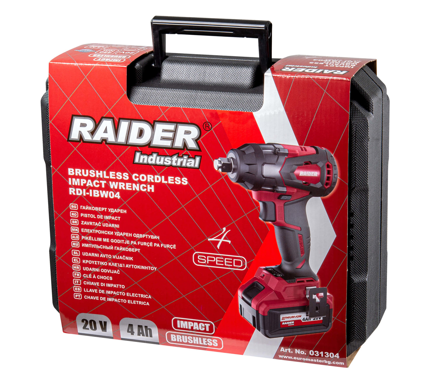 Cheie de impact cu acumulator RDI-IBW04, 20 V, 4 Ah, 480 Nm, 1 / 2", Raider 031304