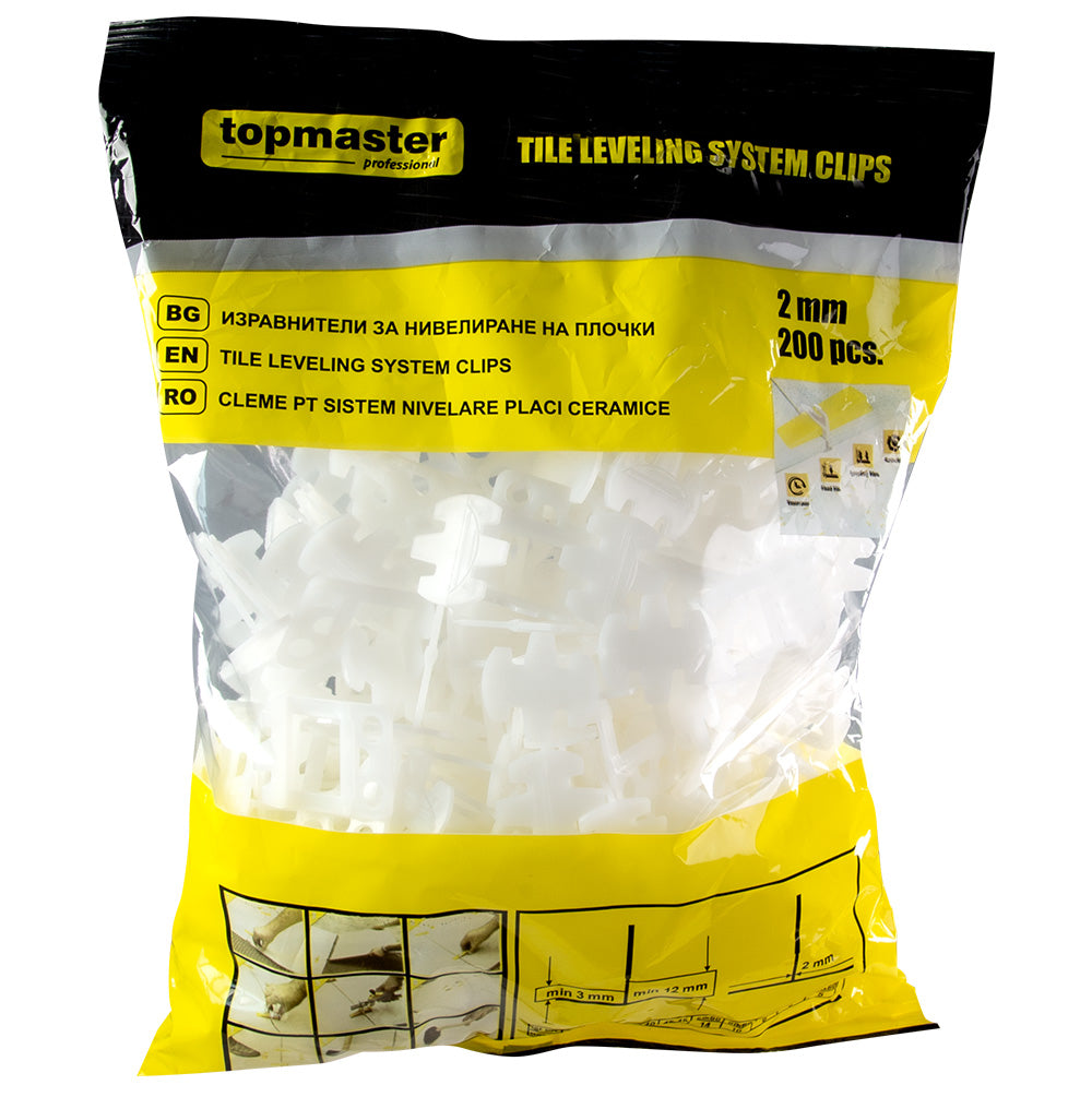 Cleme pentru sistem nivelare placi ceramice, 2 mm, 200 elemente, Topmaster 329918C2