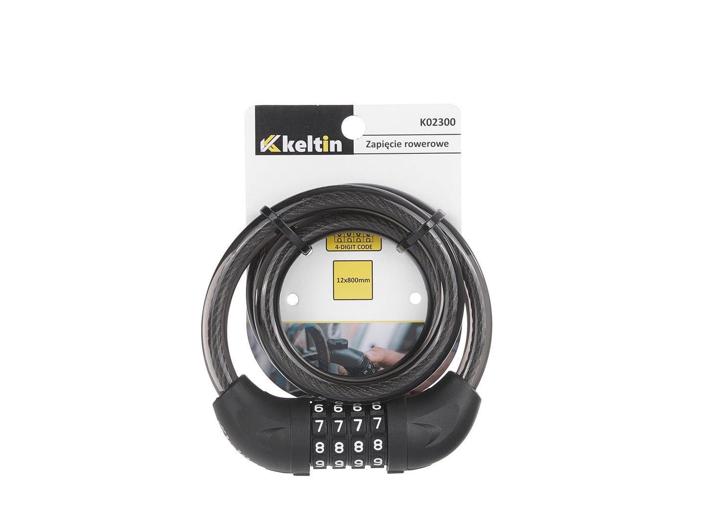 Antifurt bicicleta cu cifru, 12 x 800 mm, Keltin K02300