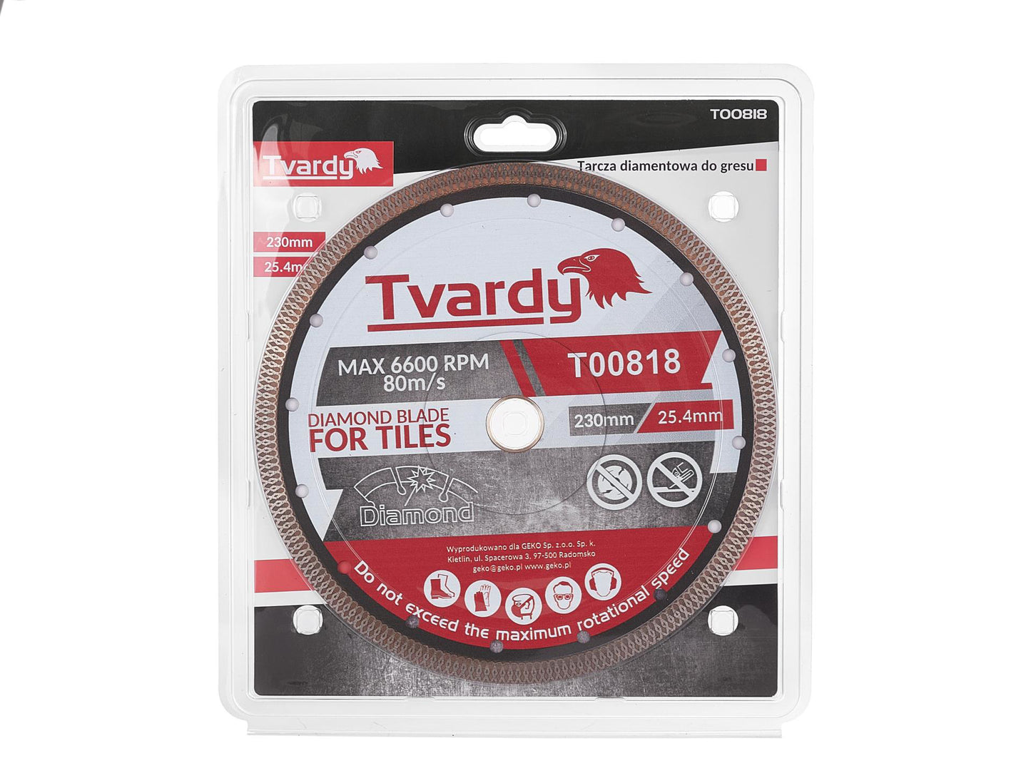 Disc diamantat pentru portelan, 230 x 10 mm, orificiu de montare 22.23 mm, Tvardy T00818