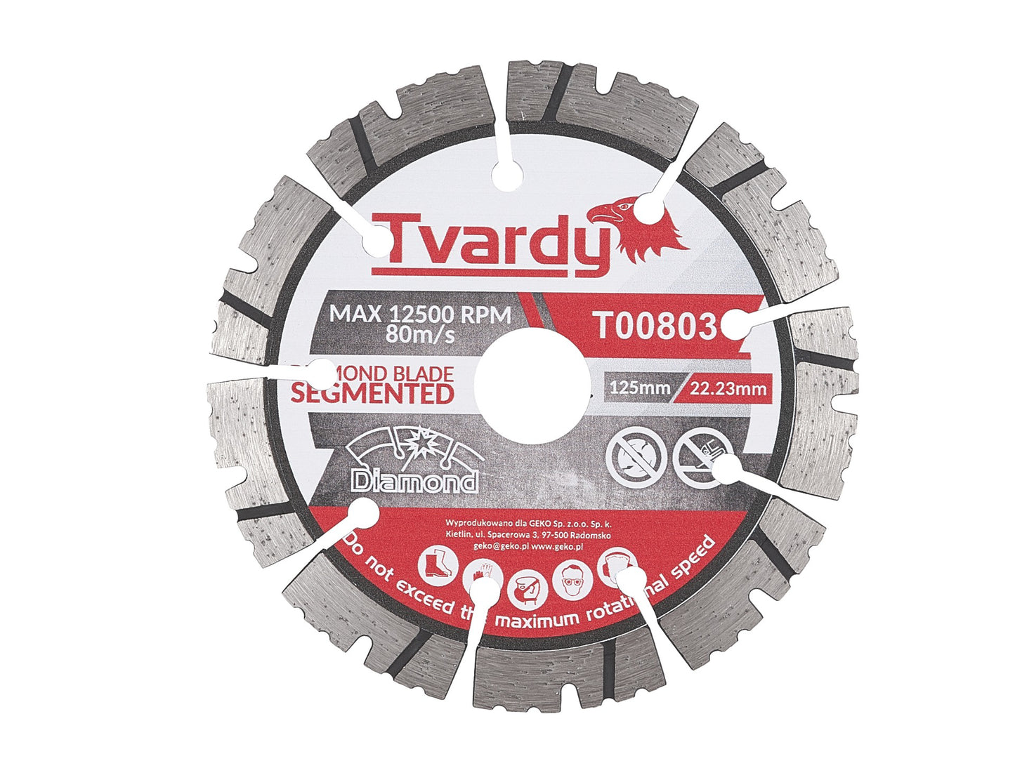 Disc diamantat segmentat, 125 x 12 x 22.23 mm, Tvardy T00803
