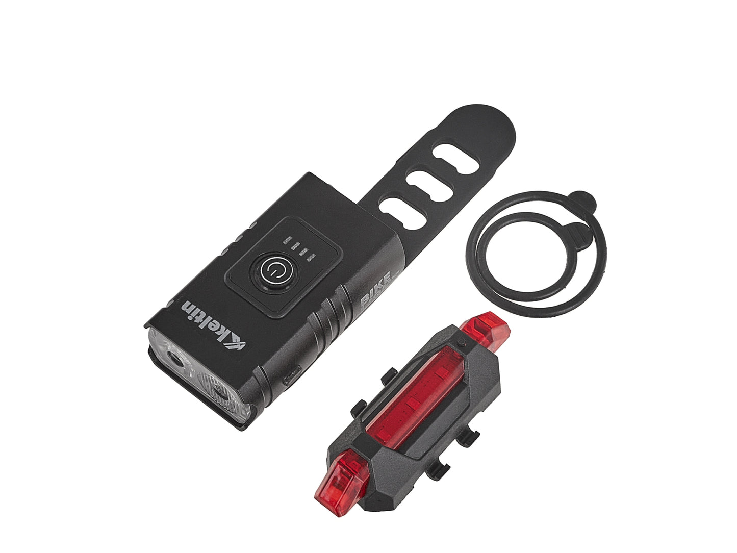 Set lumini pentru bicicleta impermeabile fata + spate cu incarcare USB, protectie IPX4, 800 lm fata, 120 lm spate, Keltin K02313