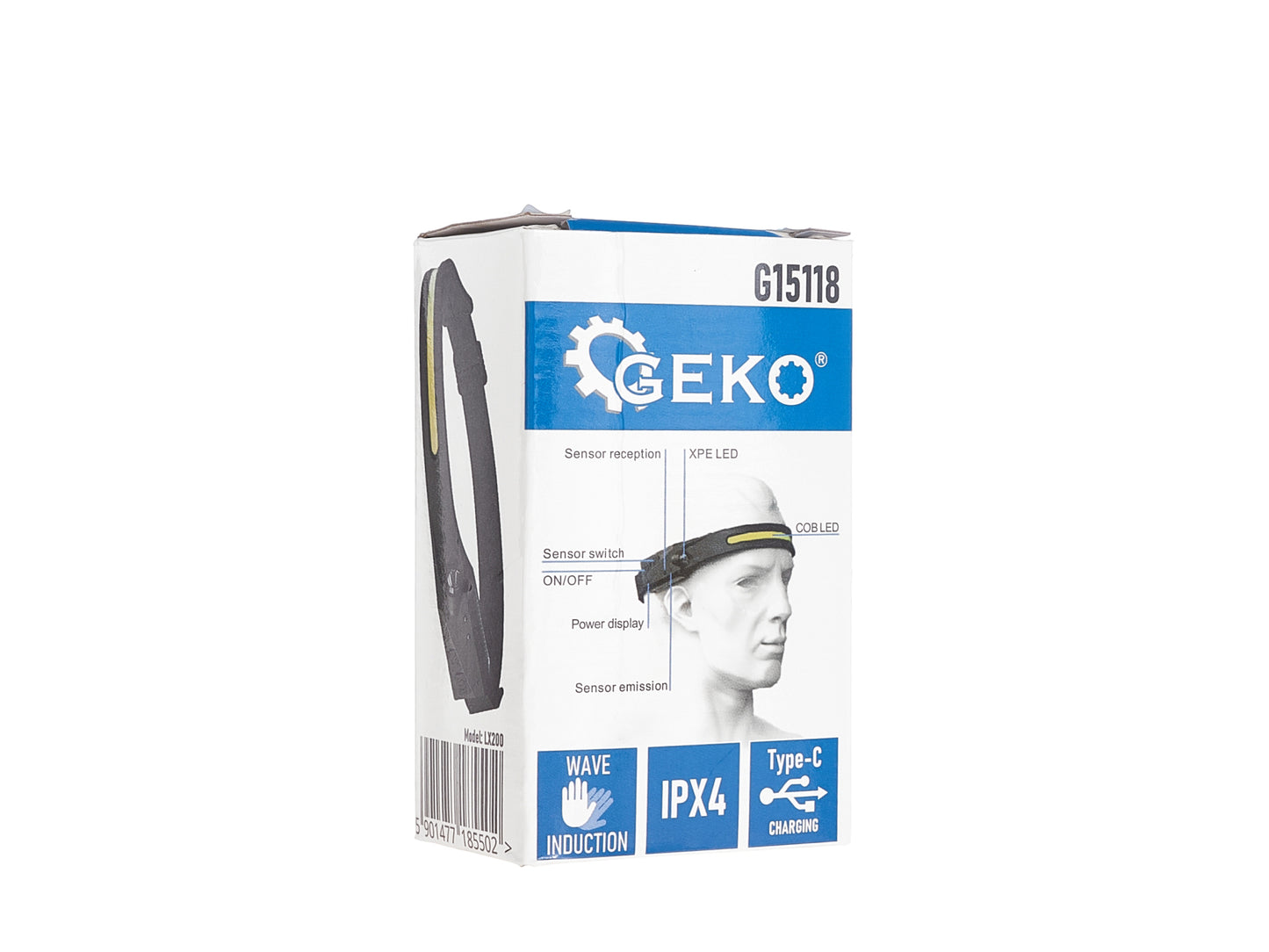 Lanterna frontala LED COB cu senzor de miscare, 3 W + 1 W, XPE, 1200 mAh, 350 lm, IPX4, Geko G15118