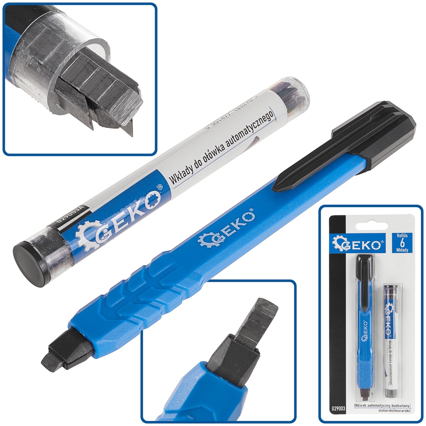 Set creion mecanic de constructii pentru tamplarie si zidarie si 6 rezerve, Geko G29003