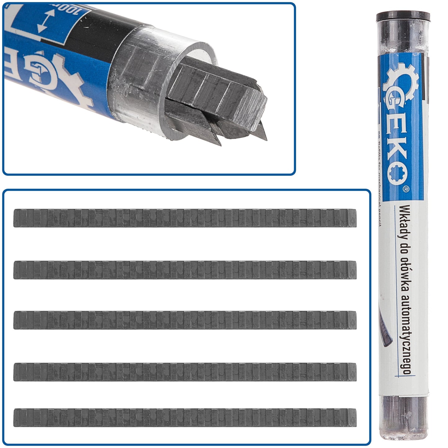 Set rezerve pentru creion mecanic, 100 x 2 mm, 5 elemente, Geko G29003A