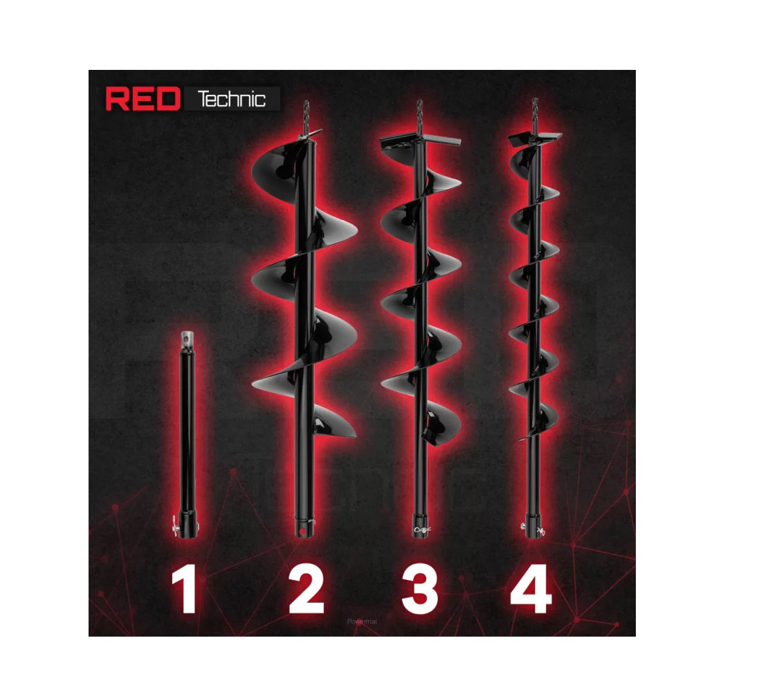 Motoburghiu de pamant pe benzina cu 3 burghie, 6 CP, Red Technic RTSWG0106