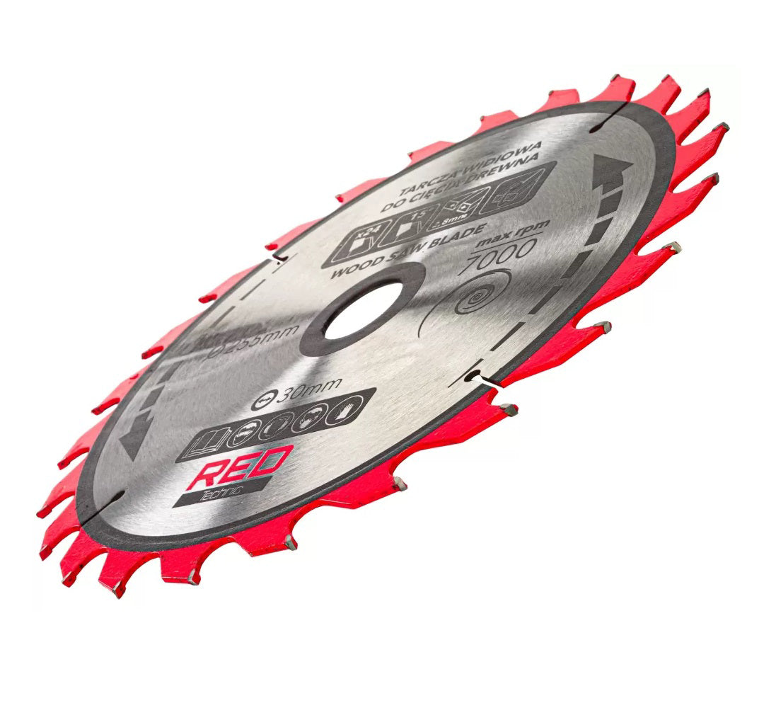 Set panze circulare pentru fierastrau, 255 x 30 mm, taiere 2.8 mm, 5 elemente, Red Technic RTZTWD0082