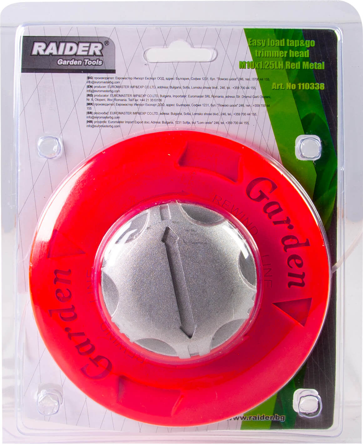 Cap motocoasa cu incarcare rapida Head, M10 x 1.25 LH, rosu, Raider Garden Tools 110338