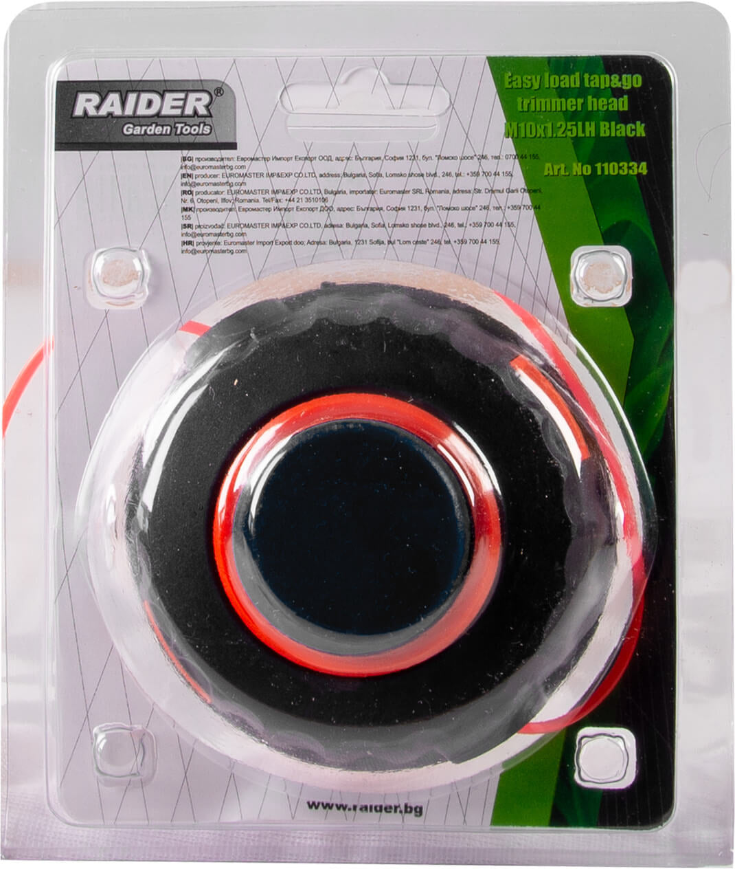 Cap motocoasa cu incarcare rapida, M10 x 1.25 LH, negru, Raider Garden Tools 110334