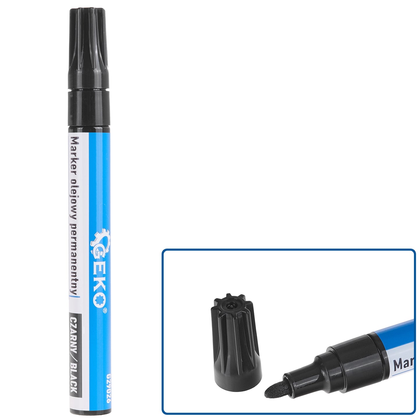 Marker permanent de tamplarie, negru, Geko G29026