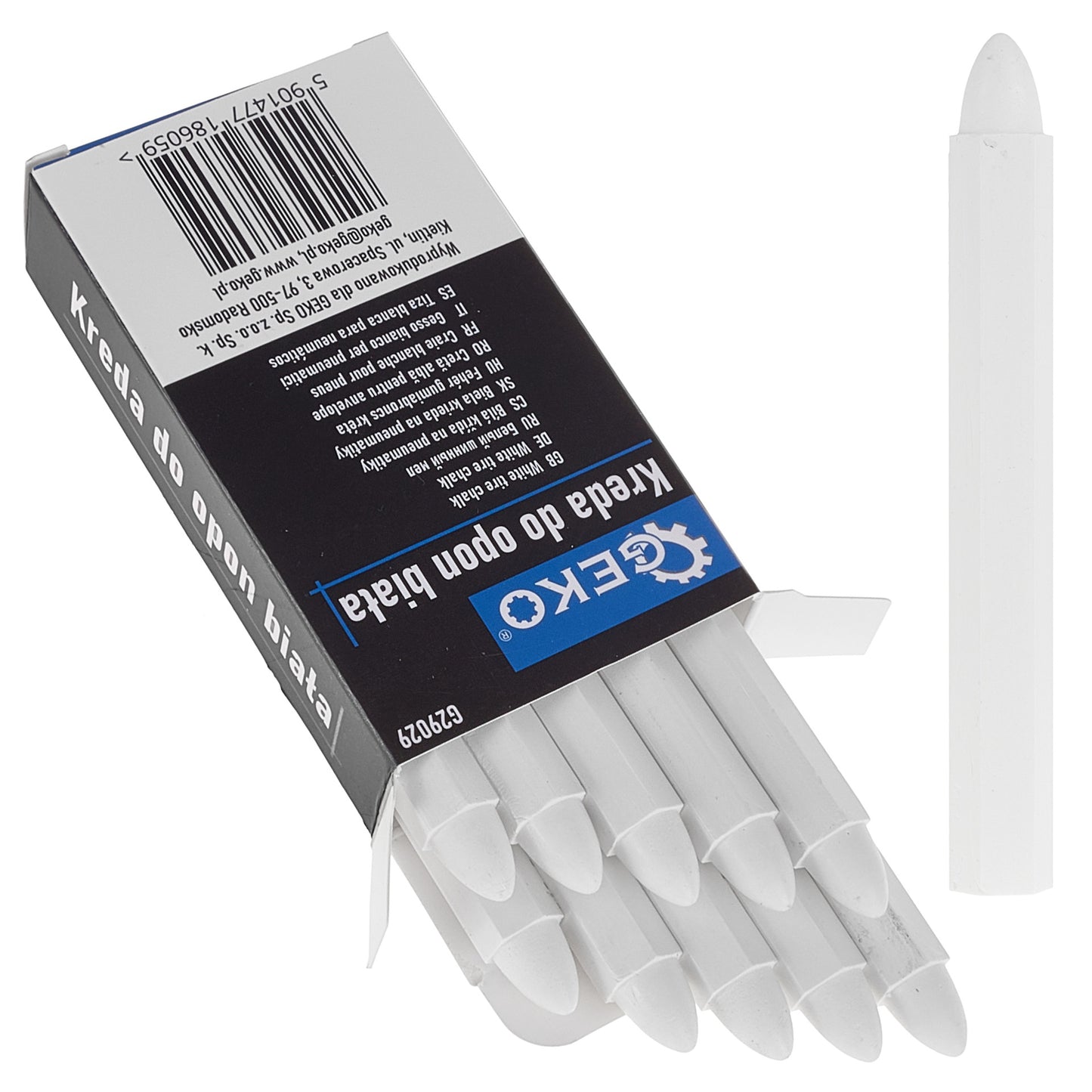 Set creta impermeabila pentru marcarea anvelopelor, alb, 12 x 110 mm, 10 elemente, Geko G29029