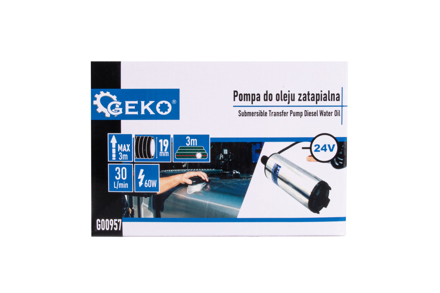 Pompa electrica submersibila pentru transfer combustibil, 24 V, 52 mm, cablu 3 m, Geko G00957