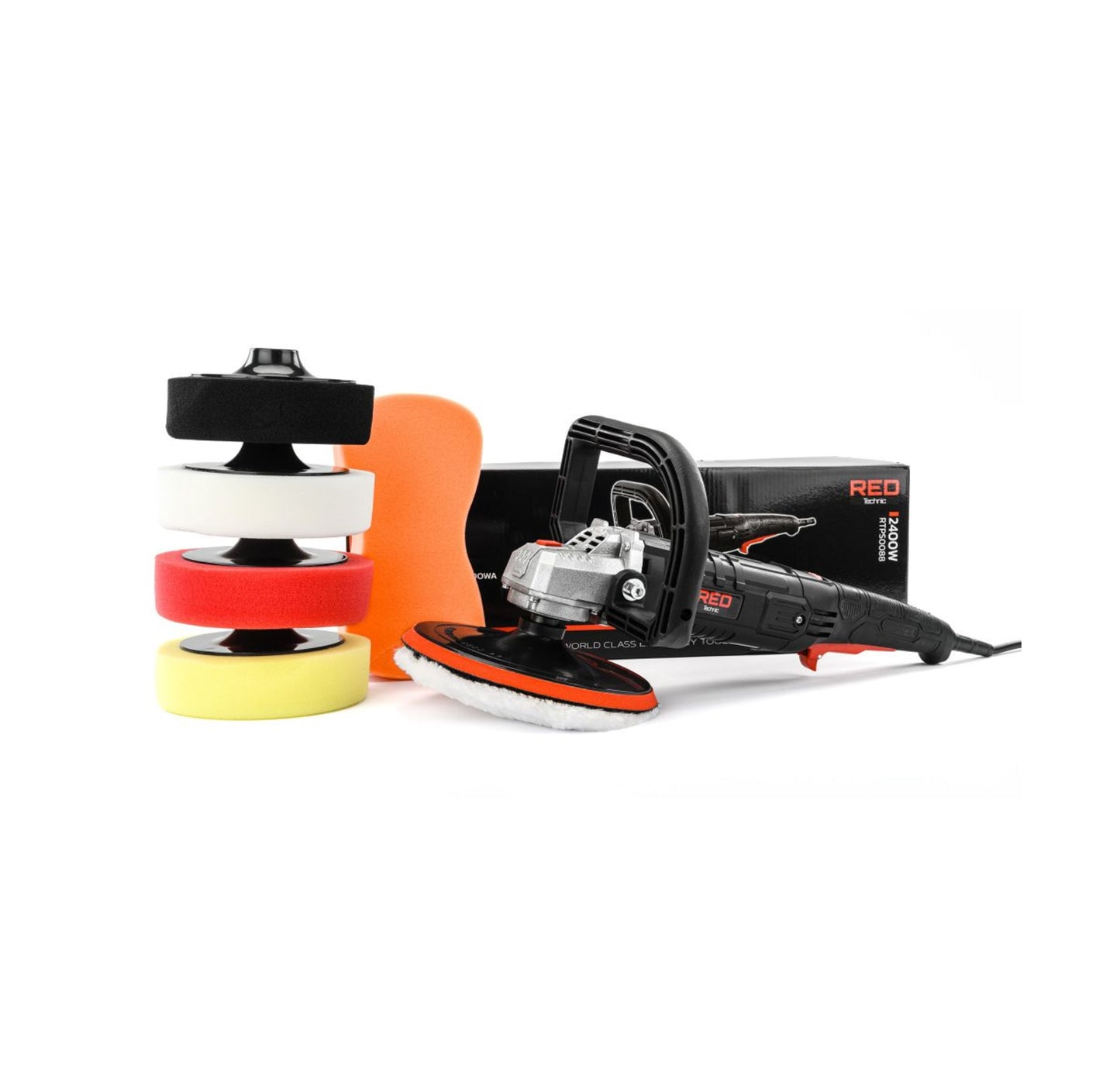 Set masina de polisat cu 5 bureti, 2400 W, Red Technic RTPS0088