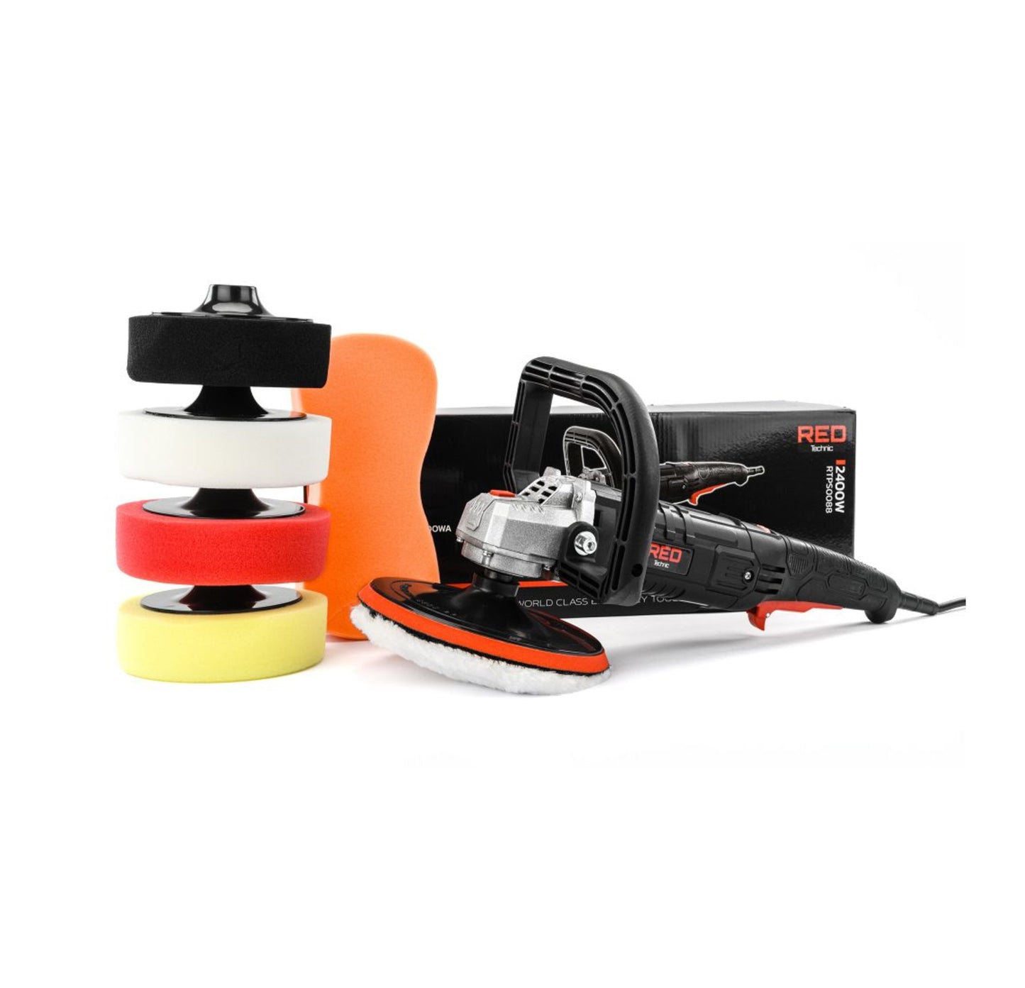 Set masina de polisat cu 5 bureti, 2400 W, Red Technic RTPS0088