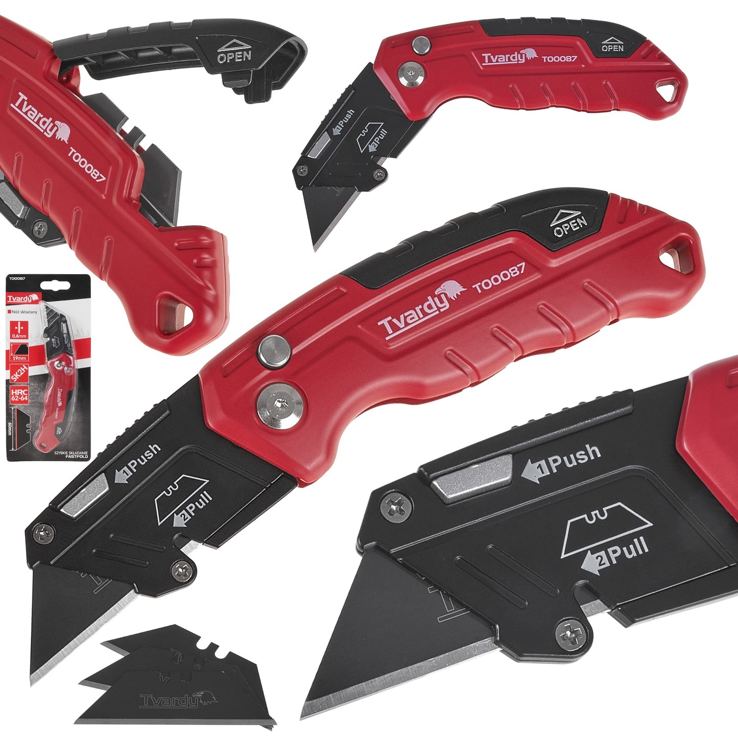 Cutter pliabil Fastfold cu lama trapezoidala SK2H, 60 x 19 x 0.6 mm, Tvardy T00087