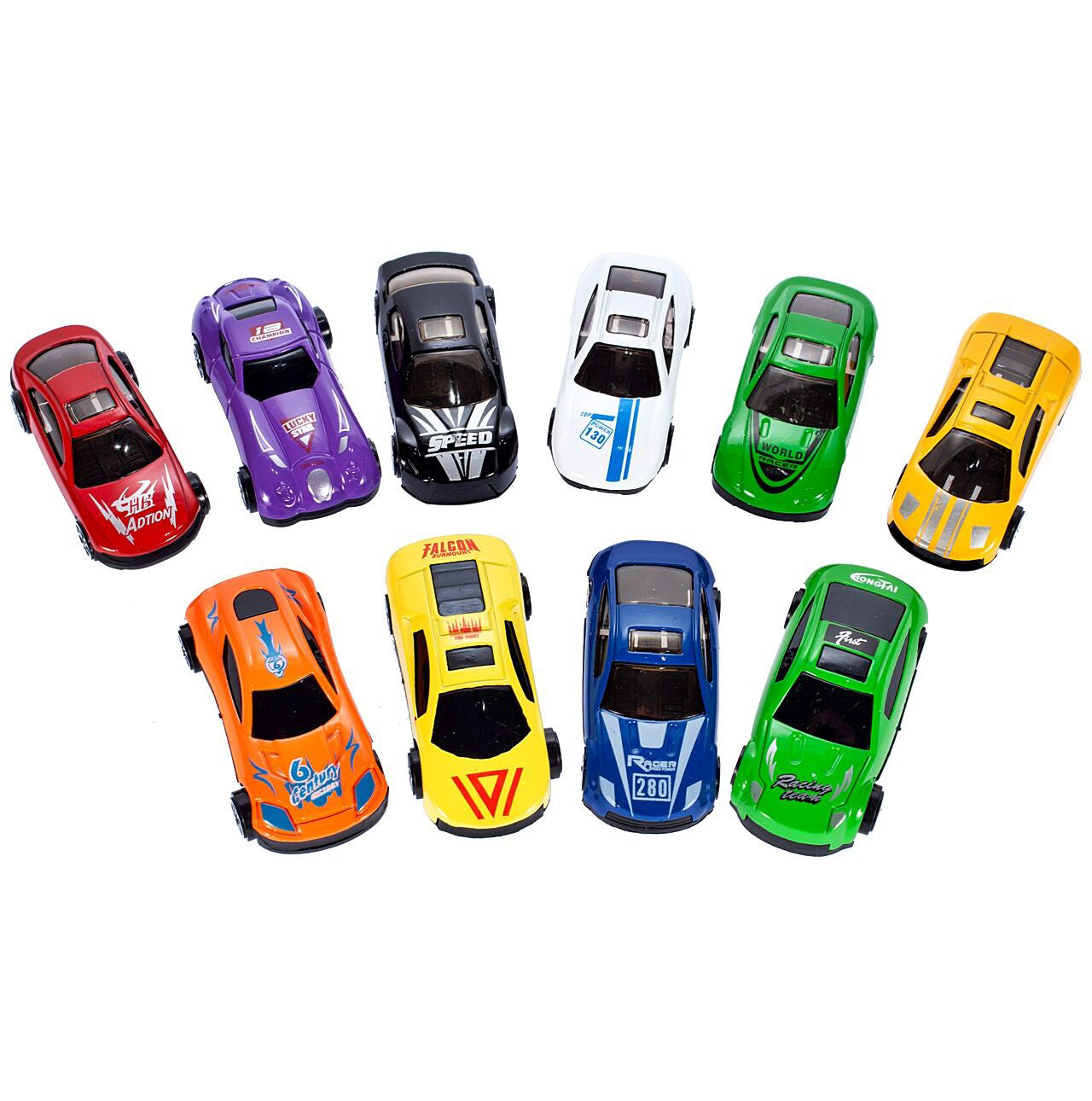 Set camion de metal cu 10 autoturisme, MalPlay 107112