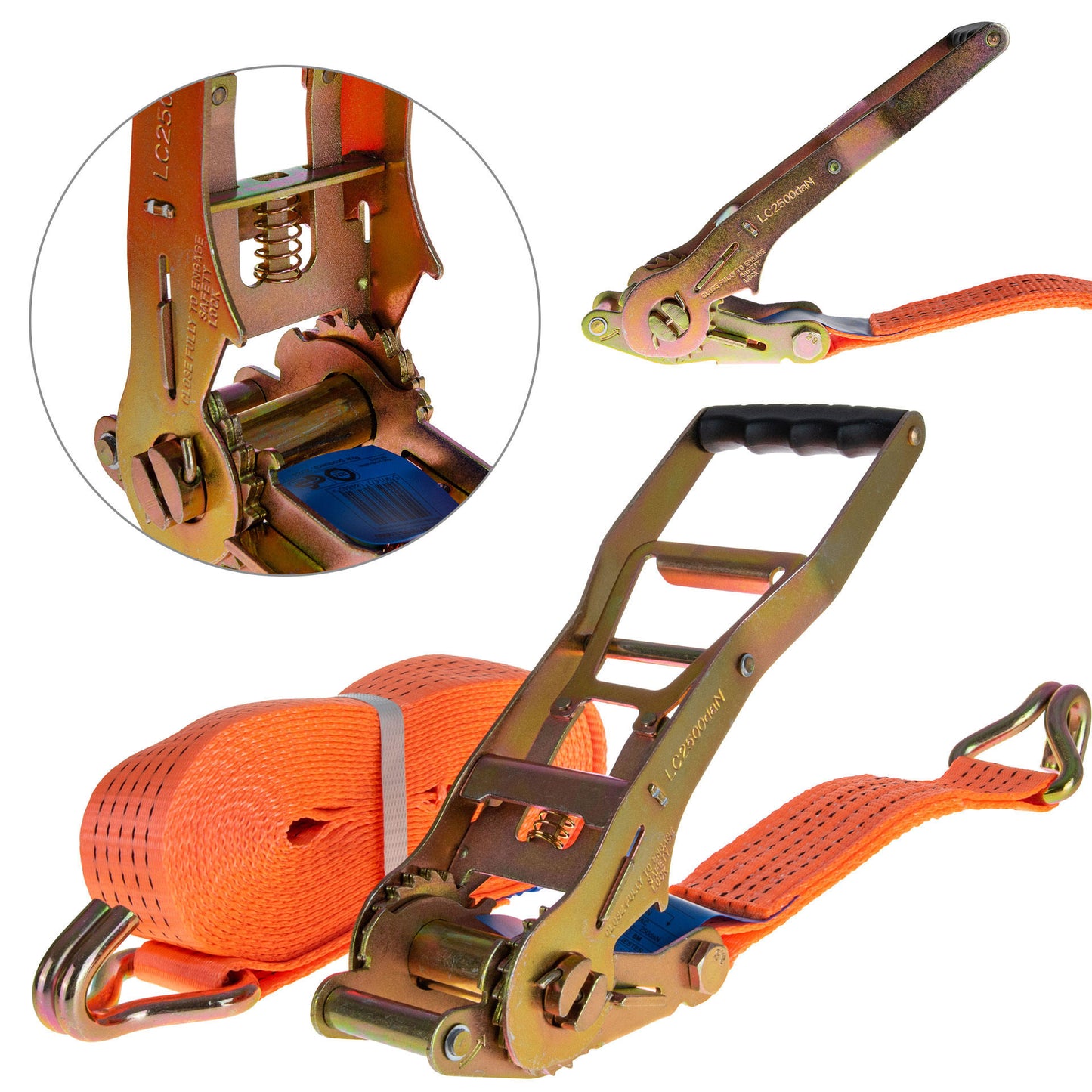 Chinga ancorare cu clichet Ergo, 8 m, 5 T, 50 mm, Geko G03958