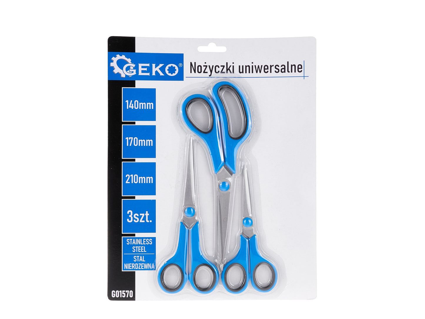 Set foarfece universale, 140 / 170 / 210 mm, 3 elemente, Geko G01570