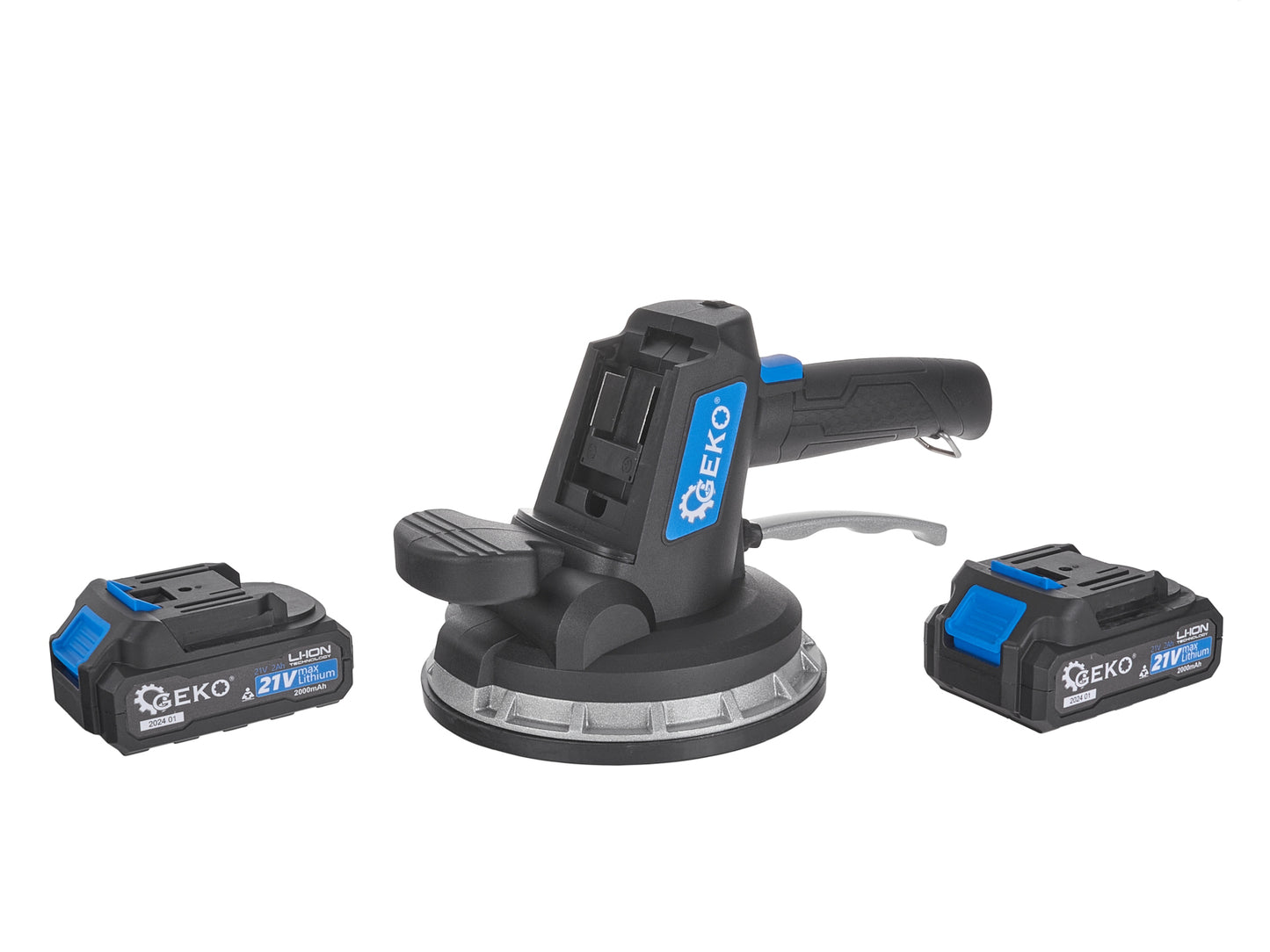 Ventuza vibranta pentru placi cu acumulator si incarcator, 2 x 21 V, Geko G80673